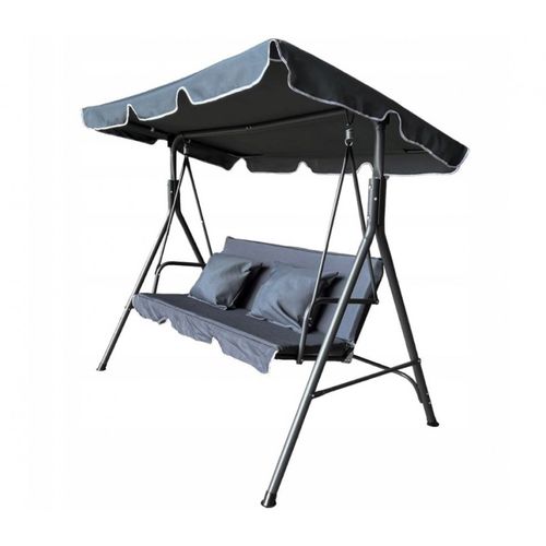 huśtawka ogrodowa 3-osobowa z baldachimem i 2 poduszkami, grafitowa ho01 na Arena.pl