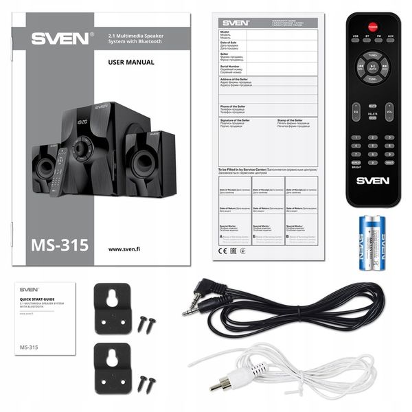 SVEN MS-315 głośniki komputerowe 2.1 BLUETOOTH, USB, FM, WYŚWIETLACZ, PILOT zdjęcie 7