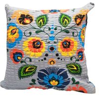 Poszewka z kory 40x40 wzór krem łowicki szary