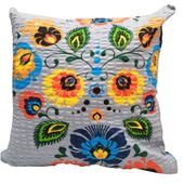 Poszewka z kory 40x40 wzór krem łowicki szary