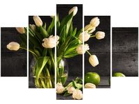 OBRAZ BUKIET JASNYCH TULIPANÓW KWIATY