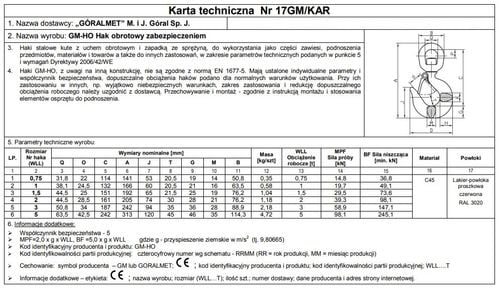hak z zabezpieczeniem obrotowy 5000kg gm-ho - hak 5000p na Arena.pl