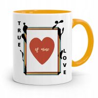 Kubek Żółty Na Walentynki True Of Mine Love Z Nadrukiem Ze Zdjęciem
