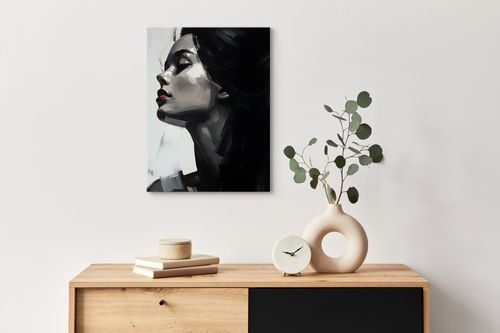 Obraz Na Ścianę Kobiecy PORTRET Abstrakcja Czerwone Usta 70cm x 100cm na Arena.pl