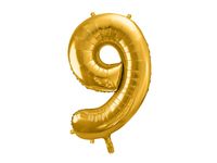 Balon foliowy cyfra 9 złoty 86 cm