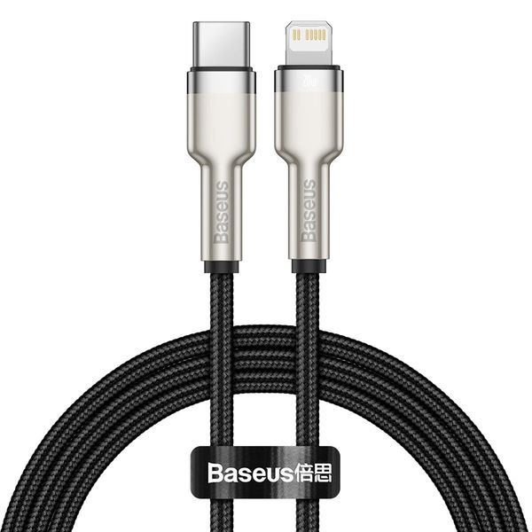 Kabel USB-C do Lightning Baseus Cafule, PD, 20W, 1m (czarny) zdjęcie 2