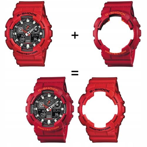 ZESTAW G-SHOCK GA-100B-4AER CZERWONY CZERWONY na Arena.pl