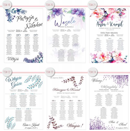 Plan stołów weselnych ROZMIESZCZENIE gości wesele tablica 100x70 na Arena.pl