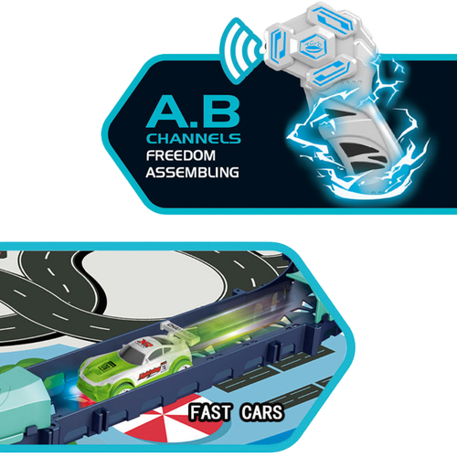 MEGA XXL TOR WYŚCIGOWY ELEKTRYCZNY PARK  ZESTAW KOLEJKA AUTKA KLOCKI + MATA na Arena.pl