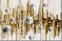 60 90CM OBRAZ 3 ELEM MIASTO ZE SNU SEPII DRUK PŁÓTNO RAMA