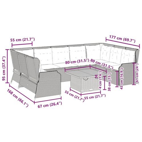 7-cz. wypoczynek do ogrodu, z poduszkami, beżowy polirattan na Arena.pl