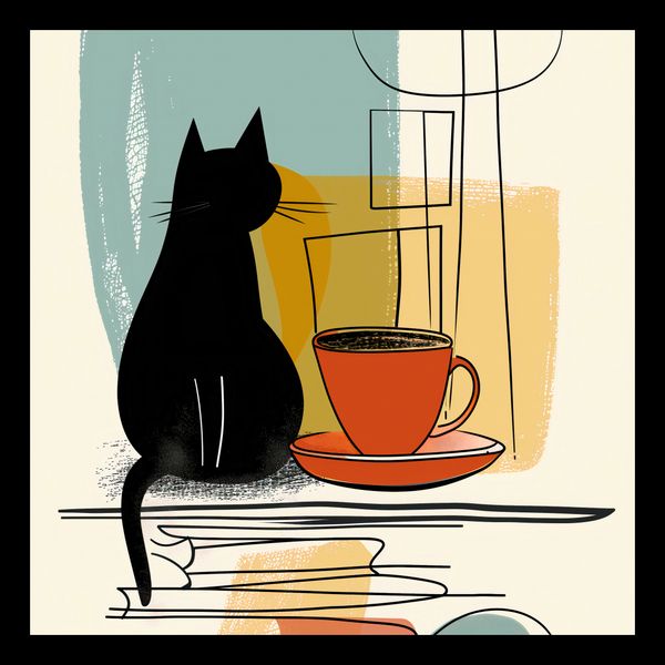 Plakat 20x20cm Kot i Kawa zdjęcie 2
