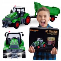 CIĄGNIK TRAKTOR ZDALNIE STEROWANY Z PRZYCZEPĄ PILOT RC SERIA ROLNICZA +AKU