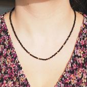 Naszyjnik regulowany - Turmalin czarny fasetowane kulki i srebro złocone