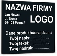 NADRUK antracyt TABLICZKA ZNAMIONOWA FIRMY z dibondu 10x10 TWÓJ NAPIS LOGO