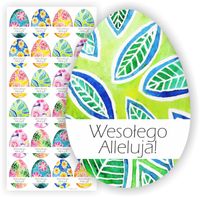 NAKLEJKI jajka pisanki kolorowe WIELKANOC prezent kartkę 24 szt. 5 cm