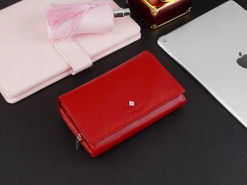 KOCHMANSKI portfel damski skórzany średni zapinany super pojemny czerwony na Arena.pl