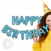 balony niebieskie napis happy birthday girlanda urodzinowa dekoracja 40cm