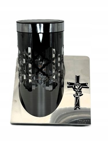 Premium Znicz Solarny na Chromowanej podstawie Motyw Czarnego Krzyża 23 cm na Arena.pl
