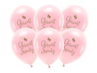 Balony lateksowe Chrzest Święty różowe, 6 szt.