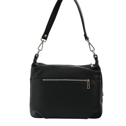 Skórzana torebka z zamszowym akcentem - Czarna na Arena.pl