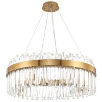 Pałacowa LAMPA wisząca CGCHANDELIERLUX LED 50W COPEL szklana OPRAWA okrągły ZWIS glamour kryształki crystals przezroczyste mosiądz