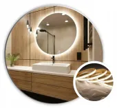 LUSTRO LED 80 cm OKRĄGŁE PODŚWIETLANE ŁAZIENKOWE + WODOODPORNE LEDY COB