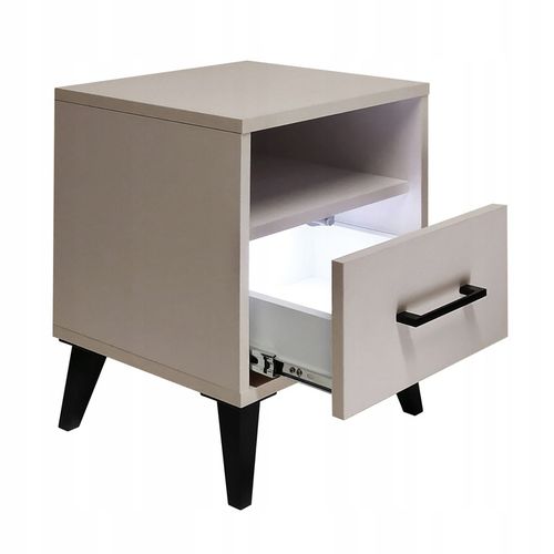 SZAFKA NOCNA KASZMIR BEŻOWY STOLIK NOCNY SZUFLADA LED Z PÓŁKĄ DO na Arena.pl