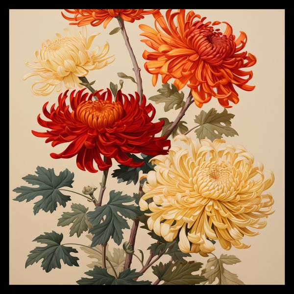 Plakat 30x30cm Tańczące Chryzantemy zdjęcie 2