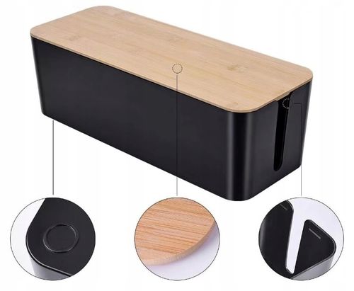 ORGANIZER POJEMNIK PUDEŁKO MASKOWNICA NA KABLE LISTWY DUŻY BIUROWY CZARNY L na Arena.pl