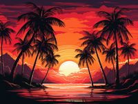 Plakat 40x30cm Palmy Przy Lagunie