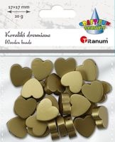 koraliki drewniane serca złote 17x17mm 20g titanum