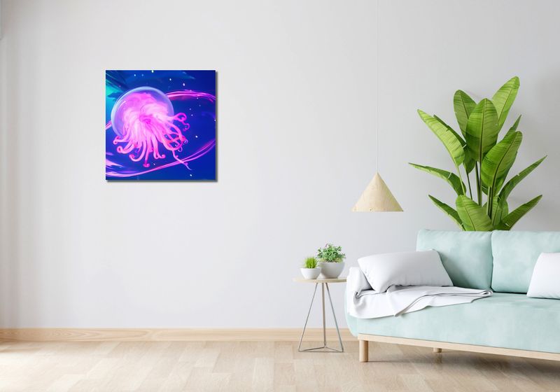 Obraz 60x60cm Neonowa Meduza zdjęcie 2
