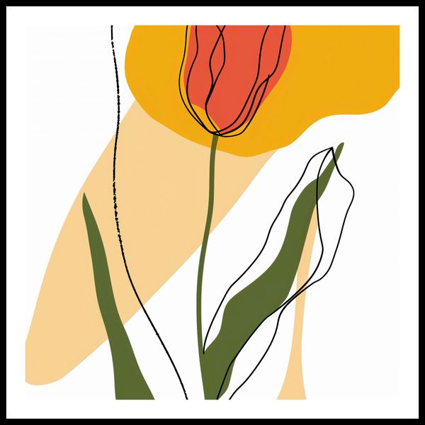 Plakat 60x60cm Przerysowany Tulipan zdjęcie 3