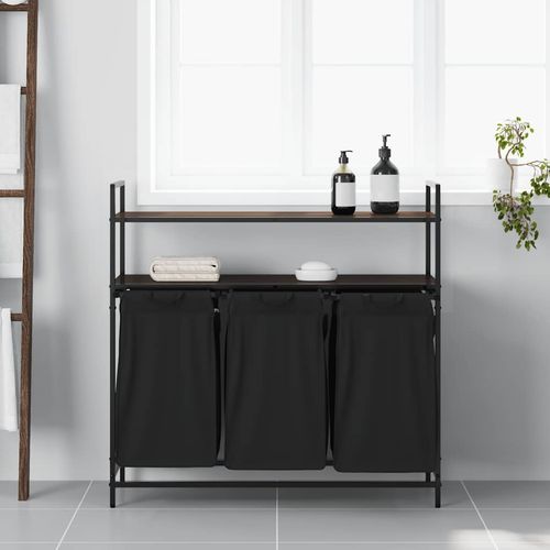 Kosz na pranie 3 przegrody z półkami, brązowy dąb na Arena.pl