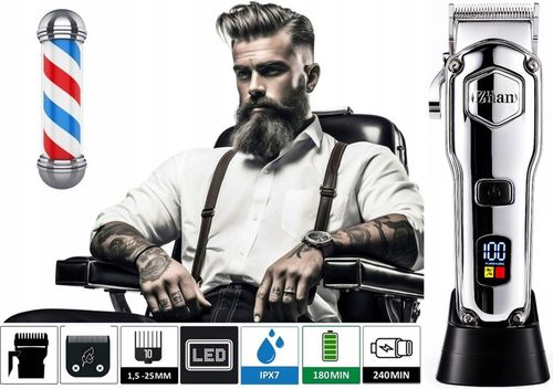 PROFESJONALNA MASZYNKA DO STRZYŻENIA BEZPRZEWODOWA WET&DRY USB ZESTAW na Arena.pl