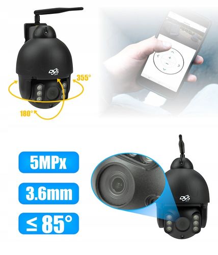 KAMERA WIFI OBROTOWA ZEWNĘTRZNA IP 5Mpx METAL CZARNA AUDIO DETEKCJA DVS na Arena.pl