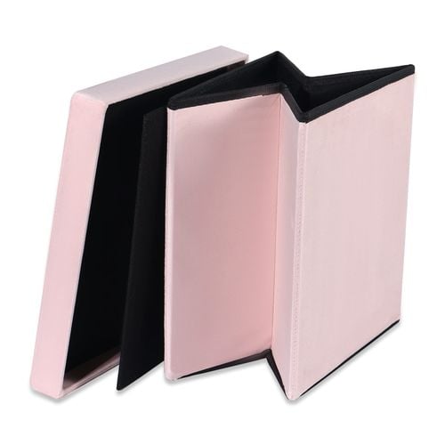 Pufa składana L z guzikami - 38x38x38cm aksamit róż x 8 na Arena.pl