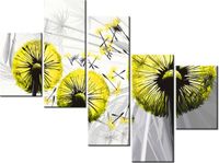 100 75CM OBRAZ 5 ELEM DMUCHAWCE ŻÓŁCI ŚCIENNY