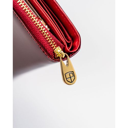 skórzany portfel damski w czerwonym kolorze z systemem rfid - peterson na Arena.pl