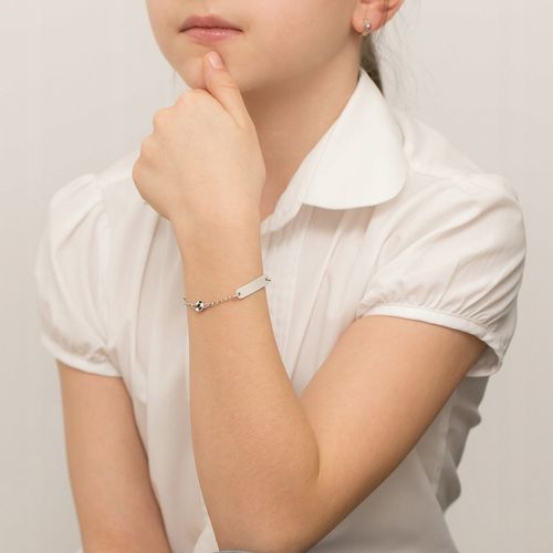 SREBRNA BRANSOLETKA Dziecięca pr. 925 Blaszka Pod Grawer i PIŁKA + Pudełko na Arena.pl