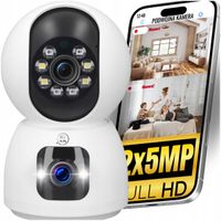 2 x PODWÓJNA KAMERA 2X5MP ZOOM WEWNĘTRZNA OBROTOWA IP WIFI ALARM DETEKCJA F