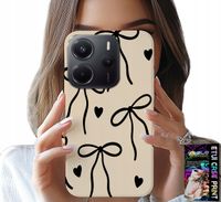 ETUI DO XIAOMI NOTE 14 4G - BEŻOWE KOKARDKI WSTĄŻKA MODNE WZORY