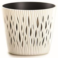 doniczka z wkładem sandy round - kremowy 12,8xh11cm