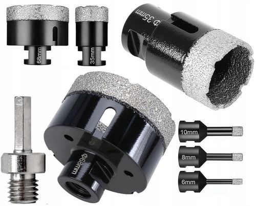 OTWORNICA DIAMENTOWA KORONKA WIERTŁO 6 8 10 35 68mm ADAPTER M14 DO GRESU na Arena.pl