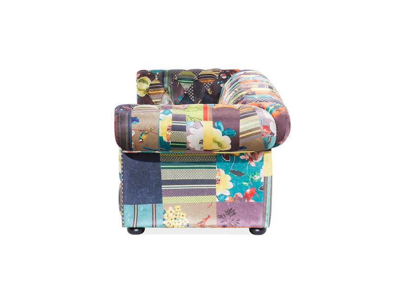 Sofa 3-osobowa patchworkowa żółta CHESTERFIELD zdjęcie 4