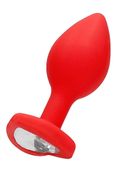 diamond heart butt plug - regular - red