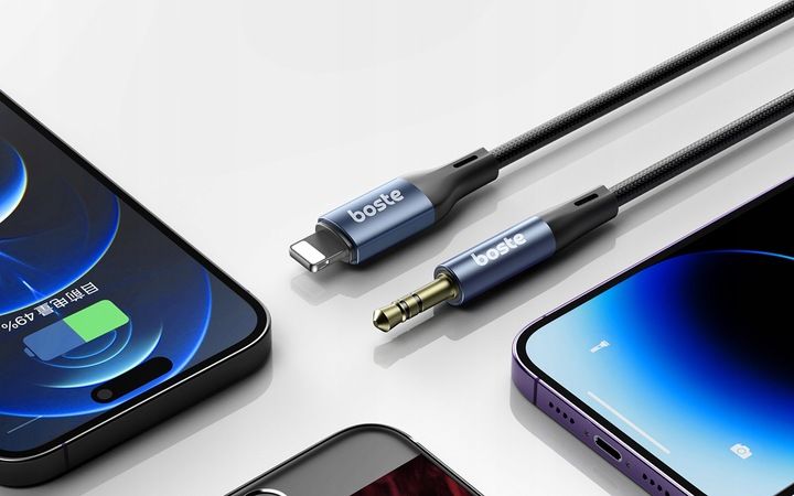 BOSTE KABEL ADAPTER PRZEJŚCIÓWKA AUDIO LIGHTNING DO IPHONE MINI-JACK AUX 1M zdjęcie 9