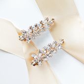 ZŁOTE spinki do włosów minimalistyczne listki kwiatowe cyrkonie ŚLUBNE