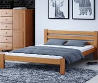 ŁÓŻKO 120X200 DREWNIANE WYSOKI ZAGŁÓWEK OLCHA + STELAŻ